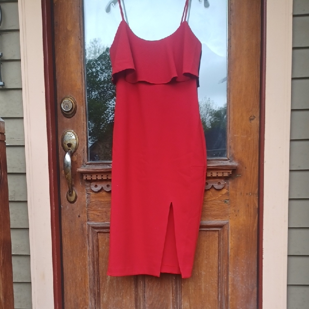 Likely Red Sheath Dress with Slit